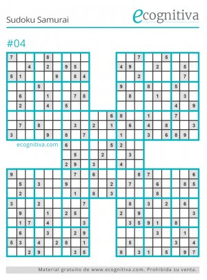 A tiempo canal Segundo grado Sudoku Samurai para Imprimir Gratis. Descargar Libro de Sudoku PDF