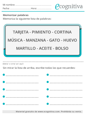 ejercicios de memoria con palabras septiembre 2023