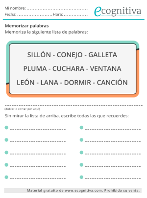 memoria con palabras ejercicio septiembre 2023